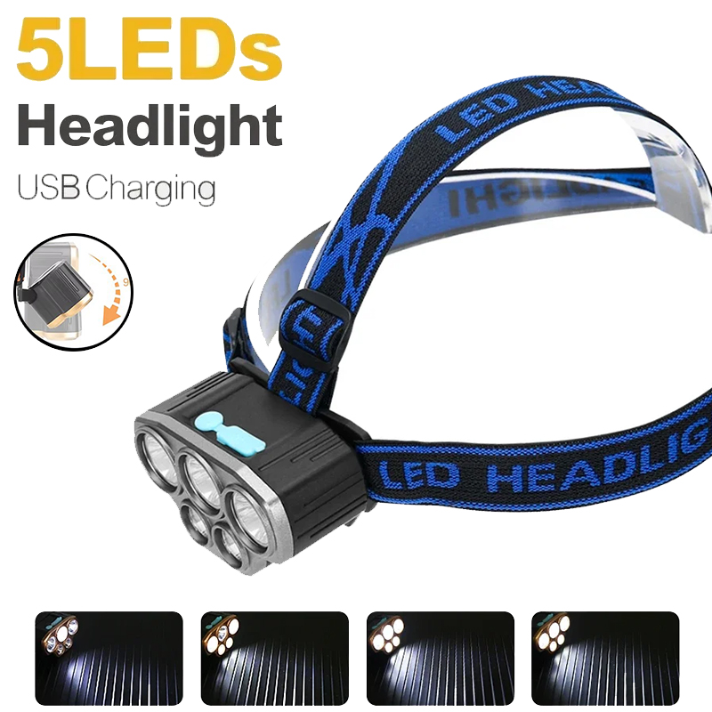 Running Headlamp Led - Senter Kepala 5 LED Isi Ulang