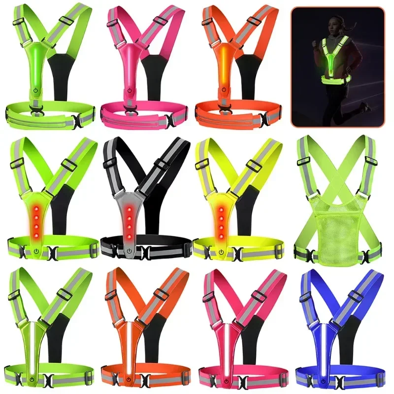 Reflective Running Gear Vest - Rompi Reflektif LED untuk Lari, Rompi