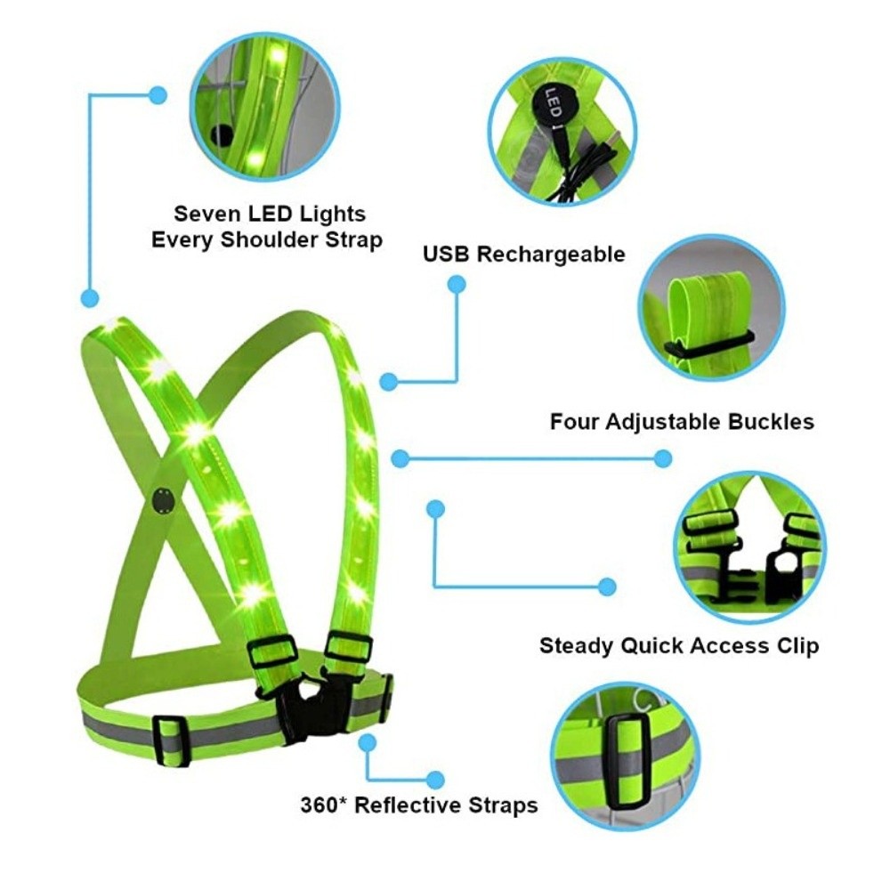 Rompi Keselamatan LED Polieste - Reflective Running Gear Vest ulasan dan harga